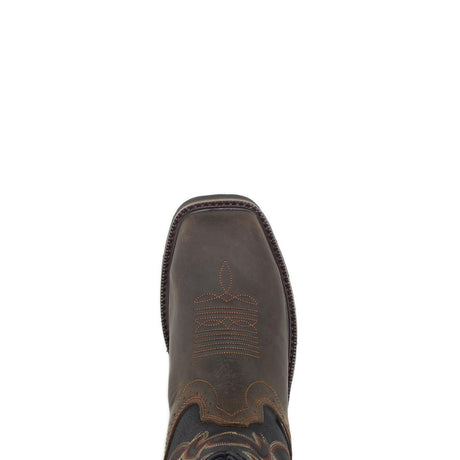 Wolverine Rancher Soft-Toe Waterproof Pull-On Wellington Work Boot Black/Brown W10768 Heel Image