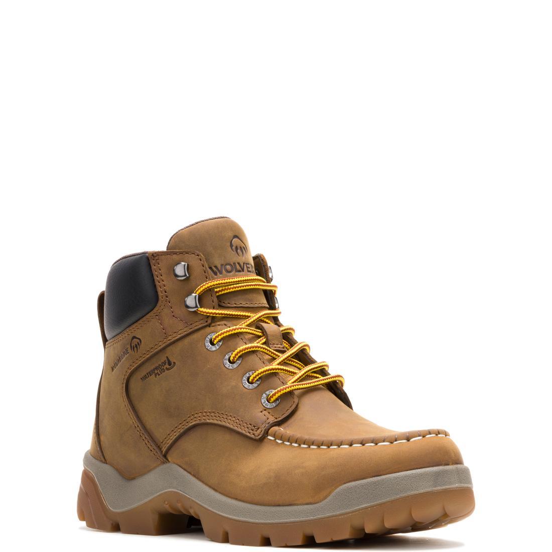 Wolverine Vantage Hyprest FT 6" Moc-Toe Soft-Toe Work Boot Tan Soft-Toe,W250005 Medial Image