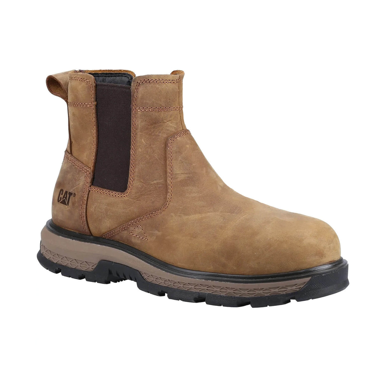 Caterpillar Exposition Alloy-Toe Chelsea Work Boot Brown P91369 Medial Image