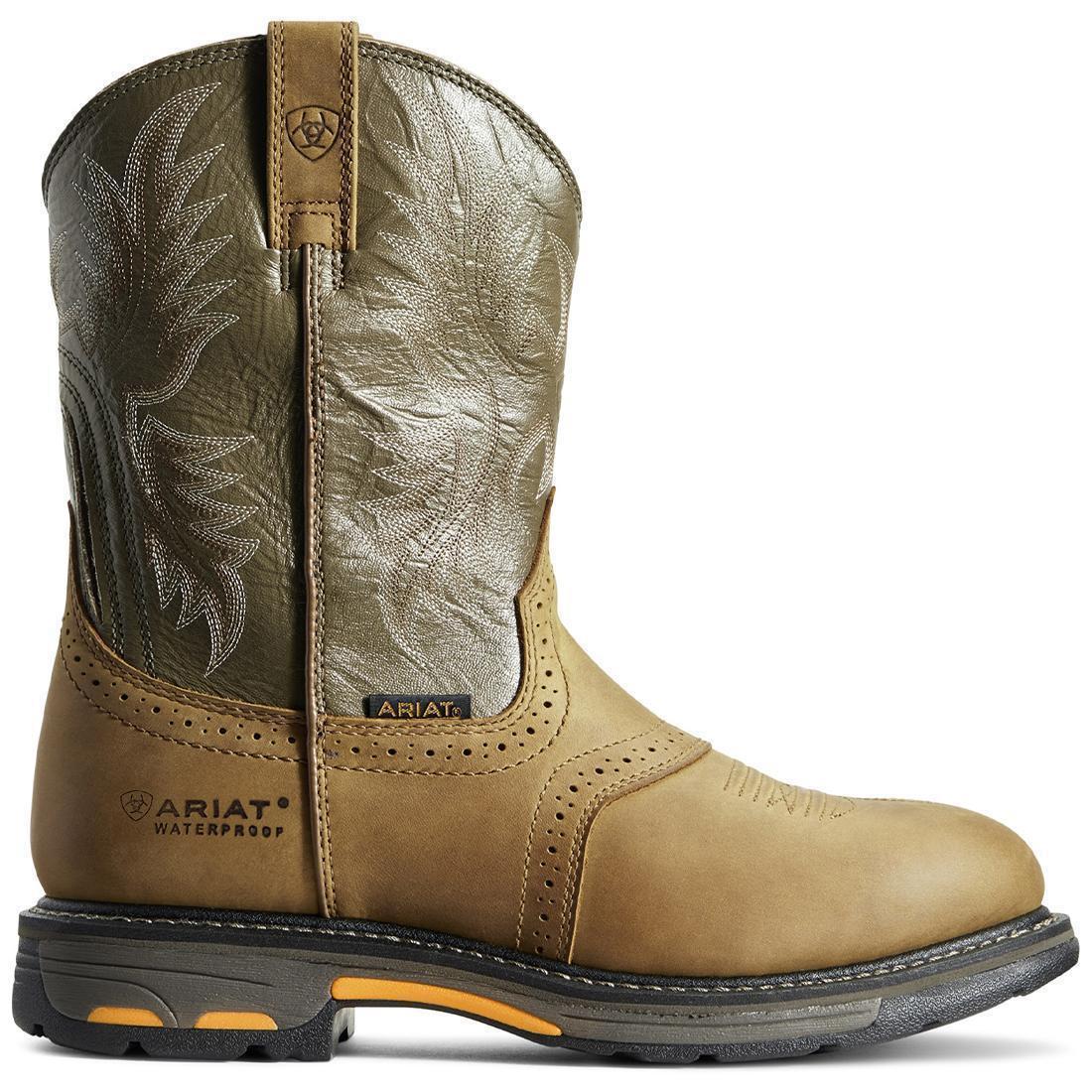 Ariat WorkHog Soft Toe WP Pull-On Round Toe - Brown – Steel Toes