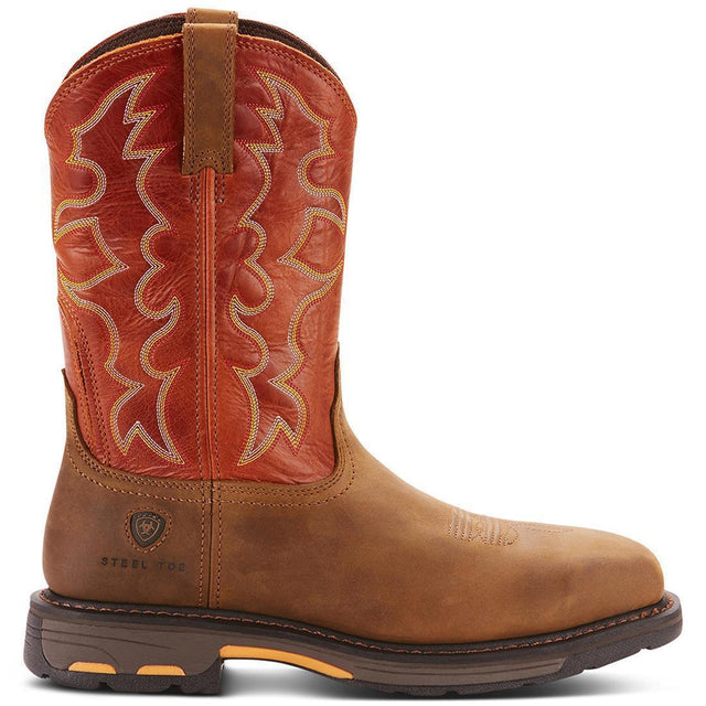 Ariat WorkHog Steel-Toe Wide Square Toe Work Boot Dark Earth Side