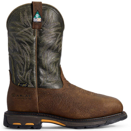 Ariat WorkHog Composite-Toe CSA MetGuard Wide Square Toe Work Boot Ridge Brown Heel