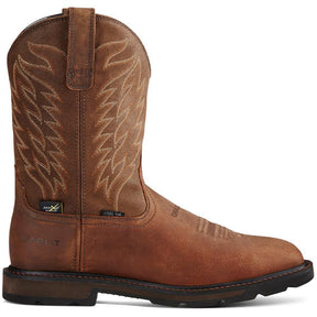Ariat Groundbreaker Steel-Toe MetGuard Wide Square Toe Work Boot Brown Profile