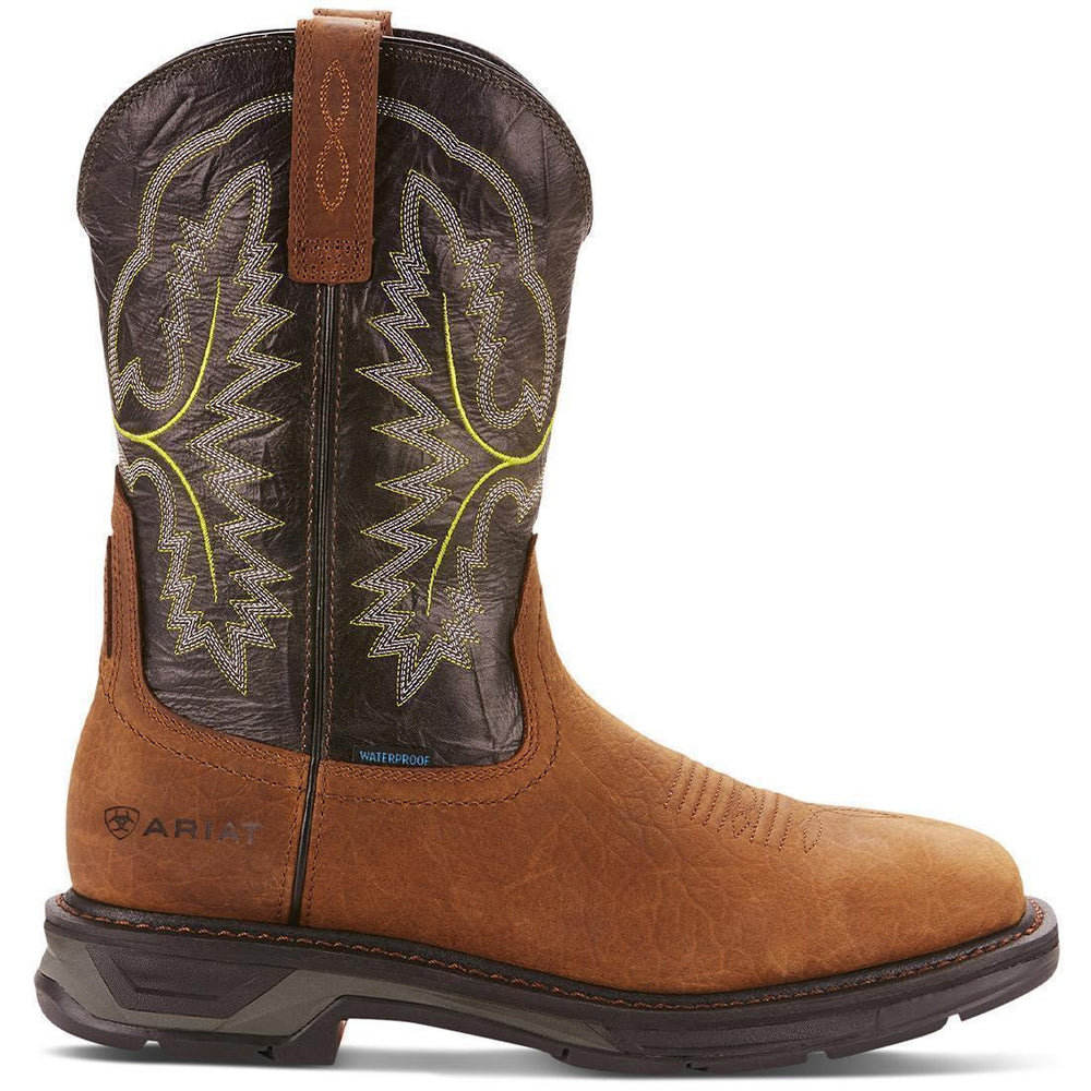 WorkHog XT Wide Square Toe Waterproof Work Boot Tumbled Bark