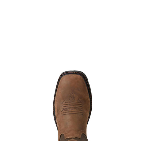 Ariat Groundbreaker Steel-Toe Waterproof Wide Square Toe Work Boot Palm Brown Upper