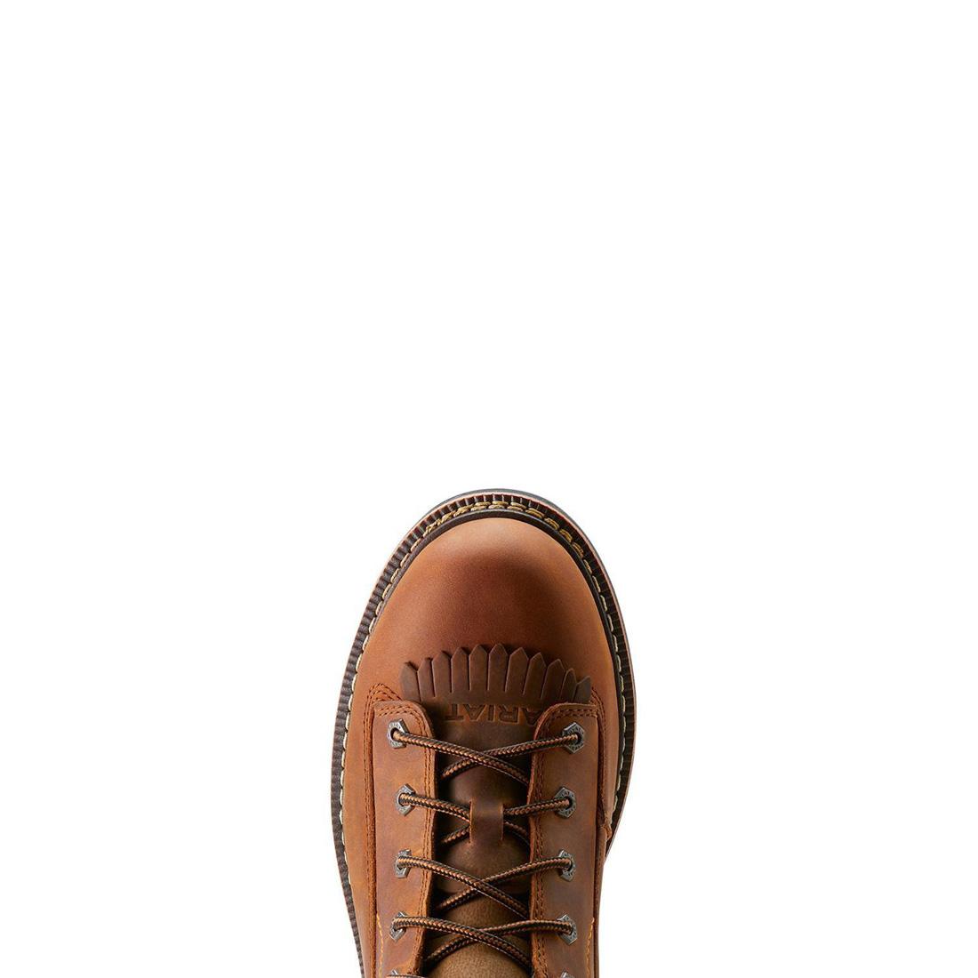 Ariat Longview Shock Shield 8 inch Composite-Toe Waterproof Work Boot Copper Brown Upper