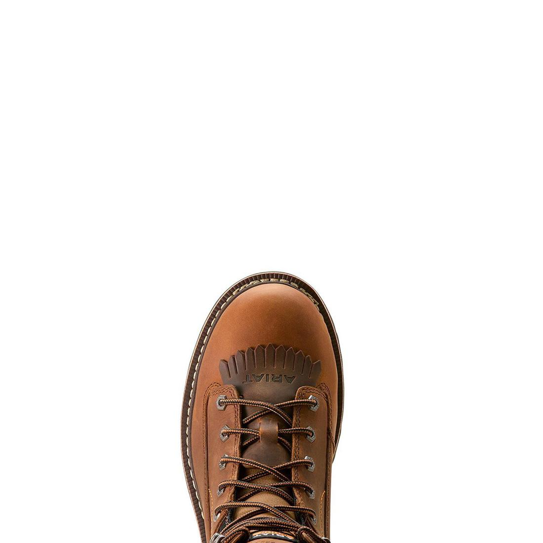 Ariat Longview Shock Shield 8 inch Soft-Toe Waterproof Boot Copper Brown Upper