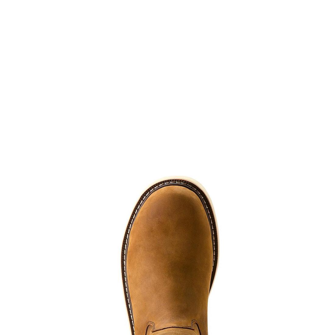 Ariat Rebar Soft-Toe Waterproof Pull-On Wedge Boot Distressed Brown Upper
