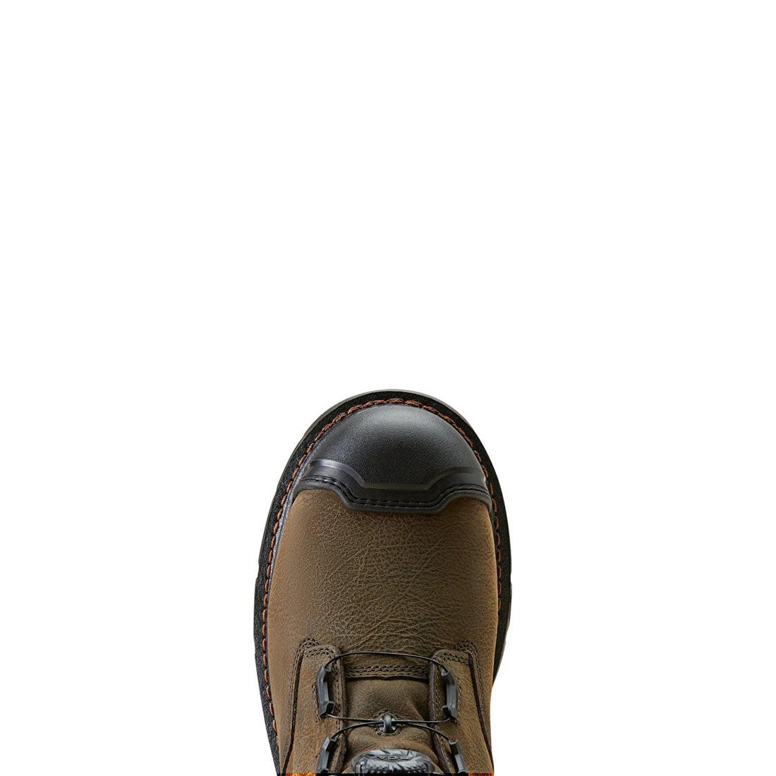 Ariat Stump Jumper BOA 6 inch Composite-Toe Waterproof Work Boot Iron Coffee Upper