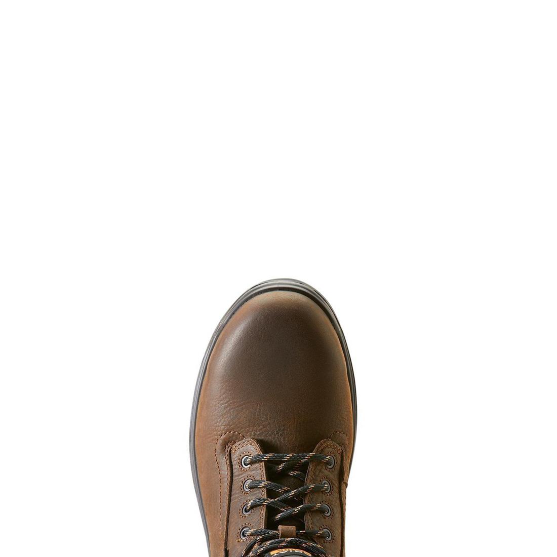 Ariat Turbo 6 inch Carbon-Toe Waterproof Work Boot Rich Brown Upper