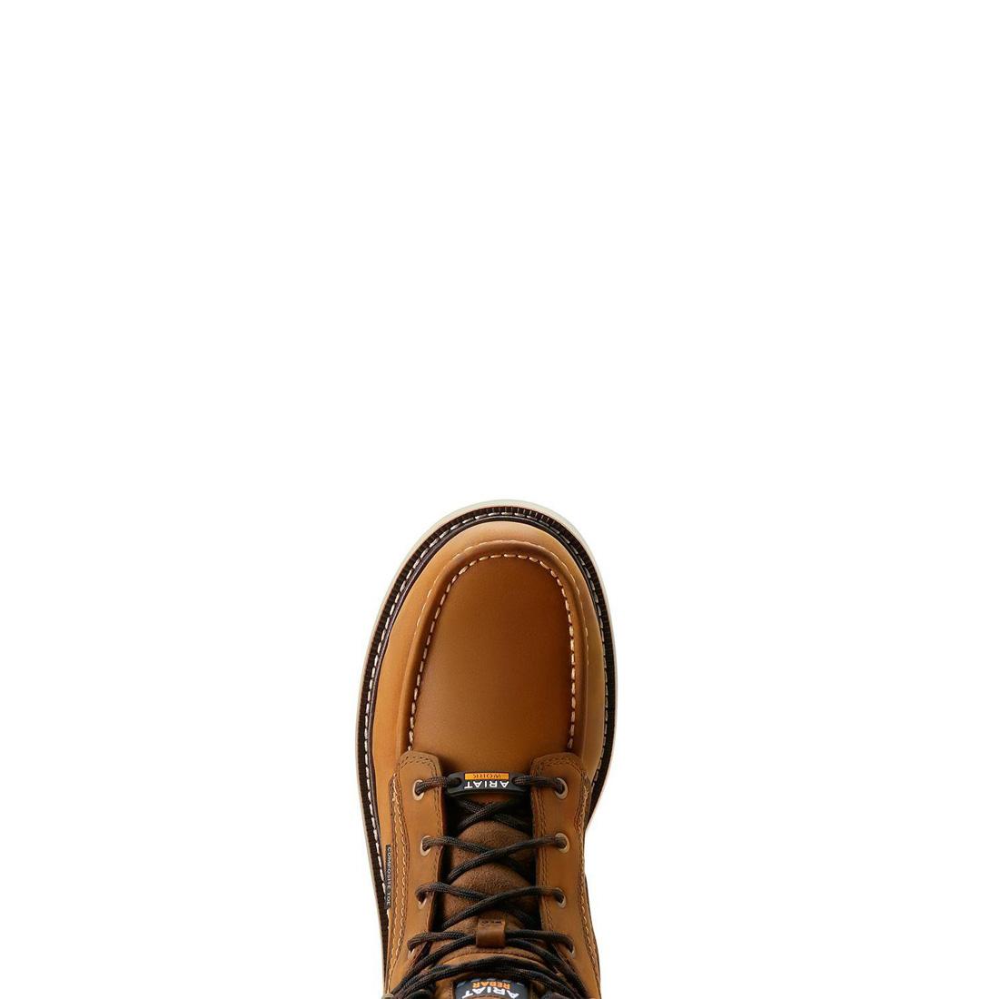 Rebar 6 inch Composite-Toe Waterproof Moc Toe Wedge Work Boot Distressed Brown