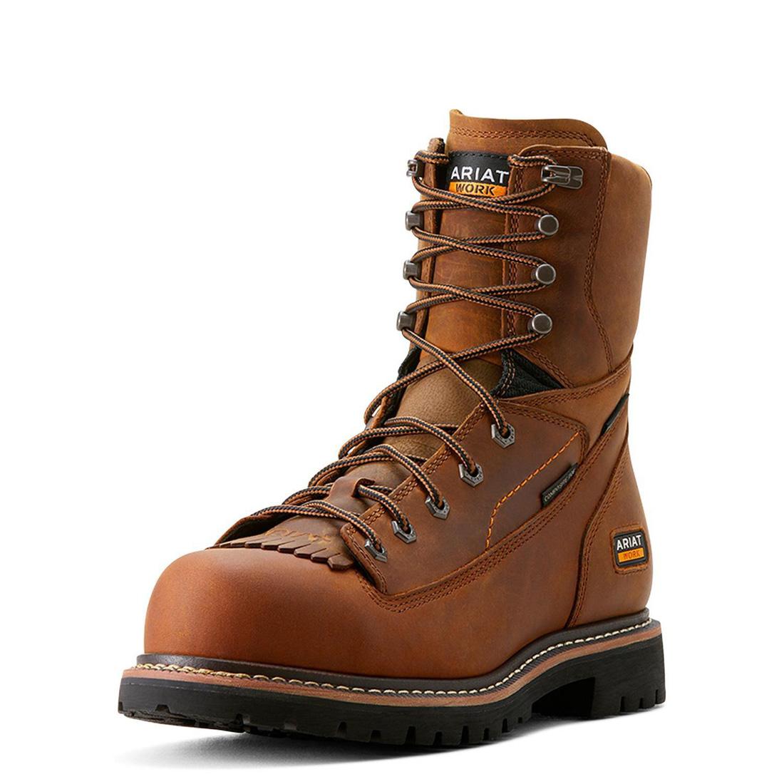 Longview Shock Shield 8 inch Composite-Toe Waterproof Work Boot Copper Brown