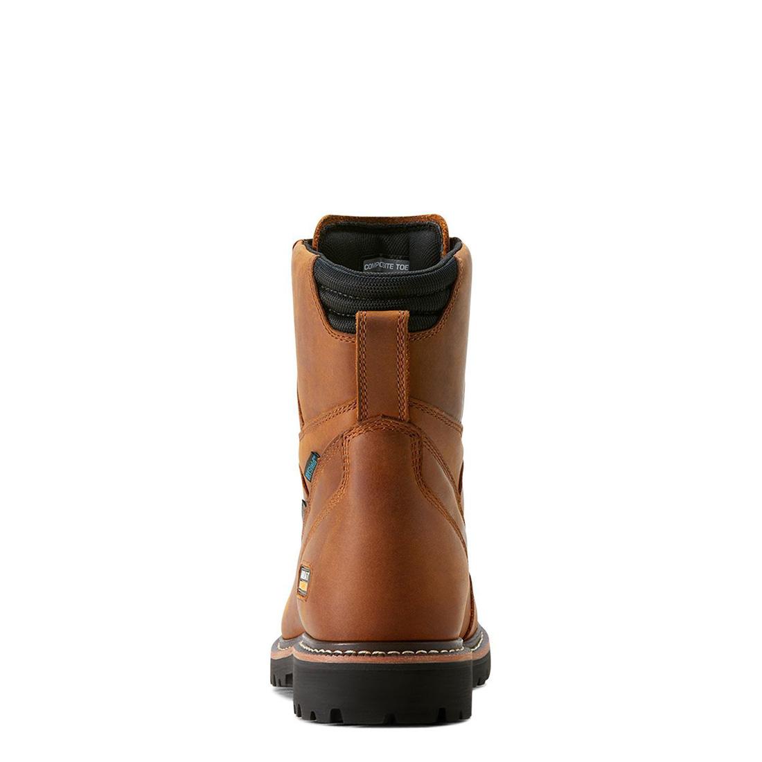 Longview Shock Shield 8 inch Composite-Toe Waterproof Work Boot Copper Brown