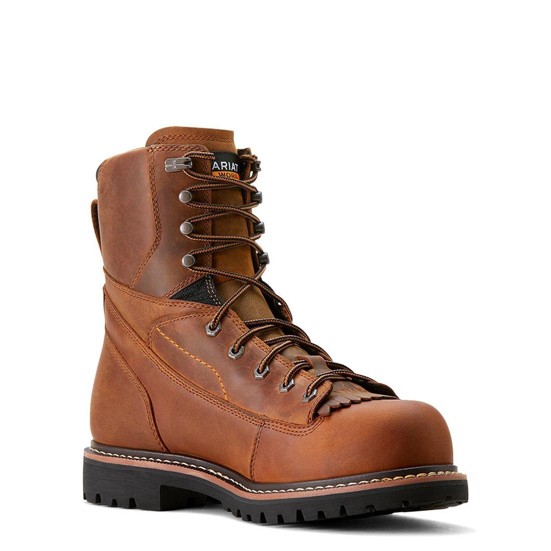 Longview Shock Shield 8 inch Composite-Toe Waterproof Work Boot Copper Brown