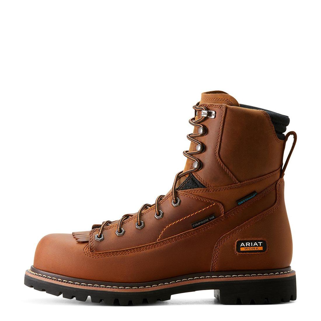 Longview Shock Shield 8 inch Composite-Toe Waterproof Work Boot Copper Brown