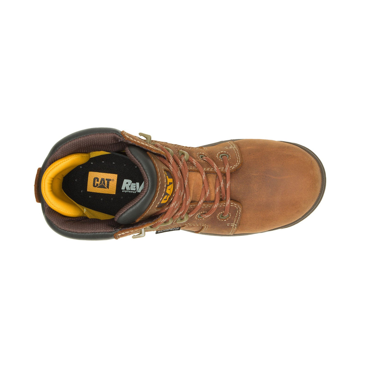 Caterpillar Resorption Women’s Composite-Toe Waterproof Work Boot Leather Brown P91392 Front Image