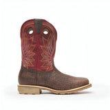 Durango Maverick Pro Steel Toe Waterproof Western Work Boot Safari Elephant And Crimson Heel