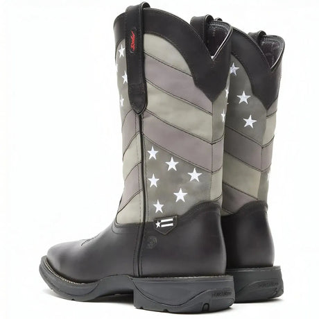 Durango Rebel Faded Black Flag Western Boot Heel