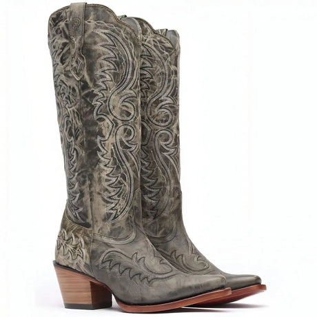 Durango Women’s Durango Crush Tall Western Boot Distressed Graphite Heel