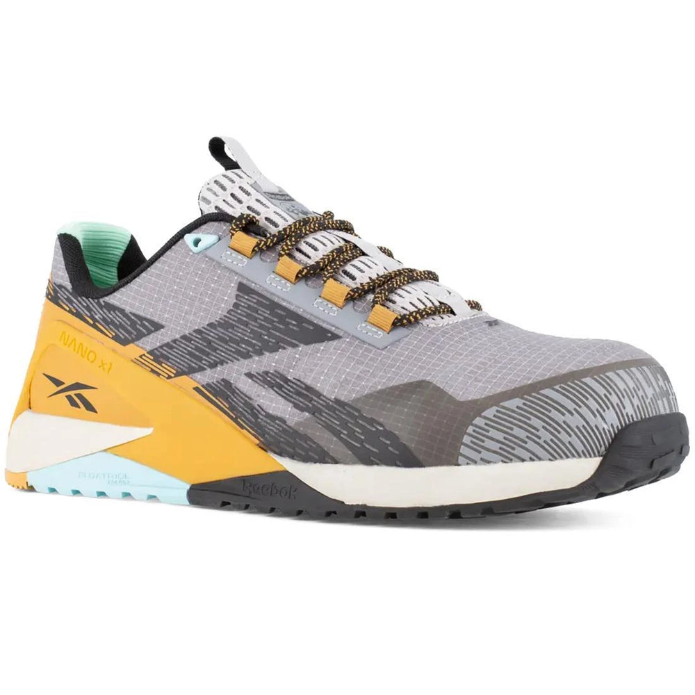 Reebok Nano X1 Adventure Work Athletic Composite Toe Silver, Grey, Clay, and Black RB348 details