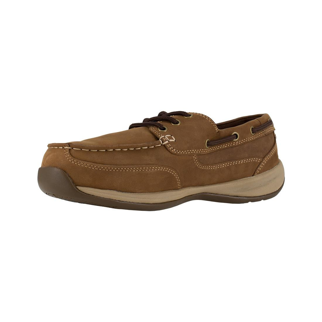 Rockport Works Sailing Club Steel-Toe Int Metgaurd Slip On Work Shoe Brown RK6734 Medial Image