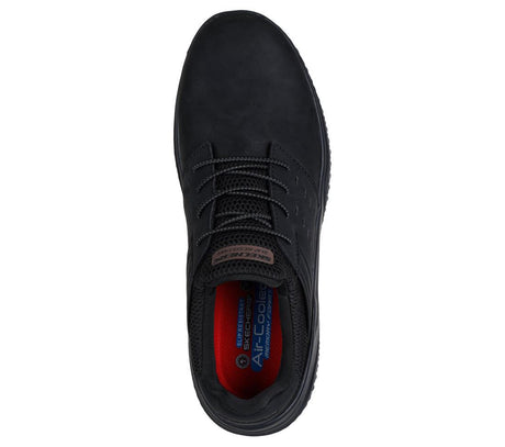 Skechers Work Delson 3.0 Sr Slip Resistant Shoe Black 200288/BLK Heel Image