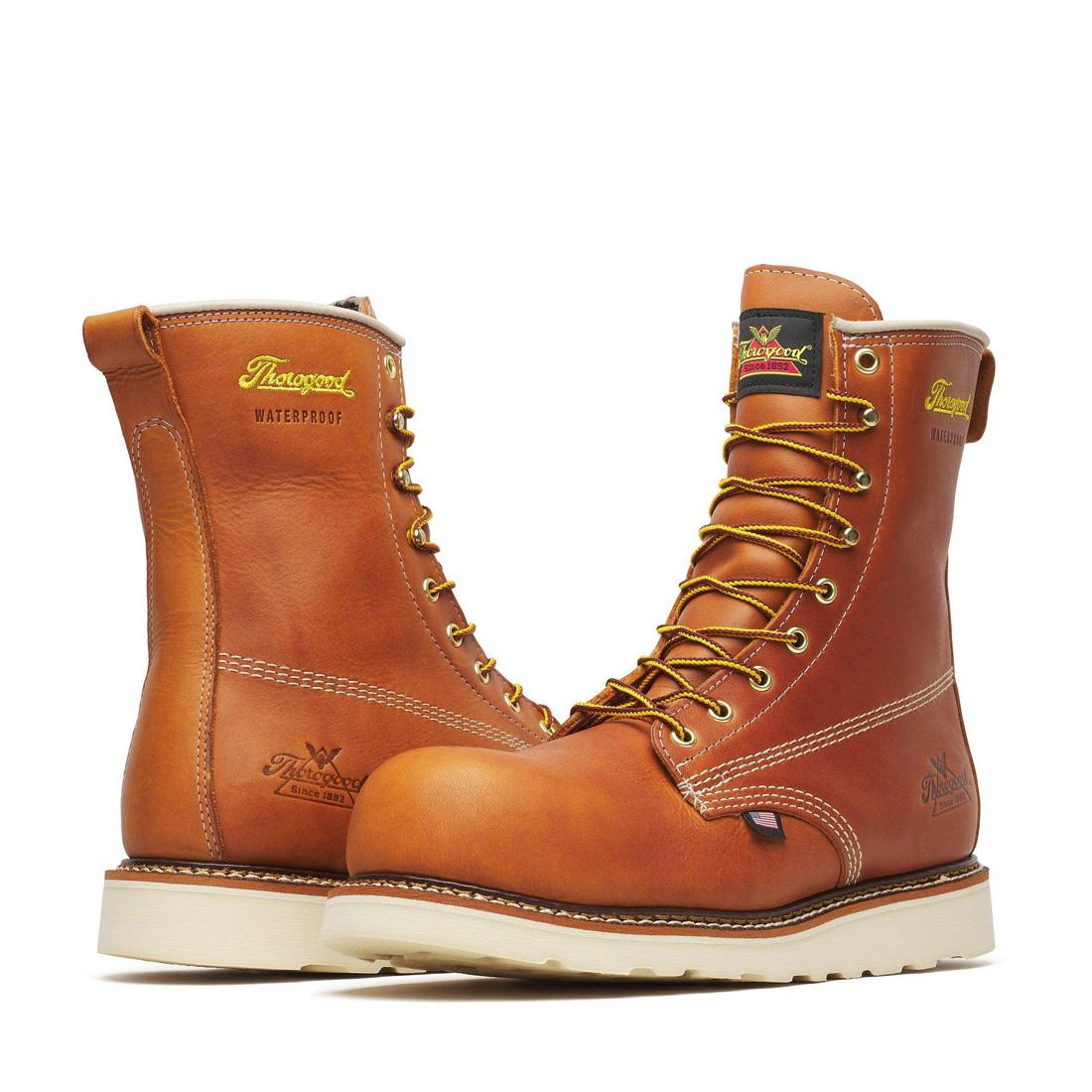 Thorogood American Heritage Waterproof 8" Composite Toe Plain Toe Boot Maxwear Wedge Tobacco 804-4210 Image 8