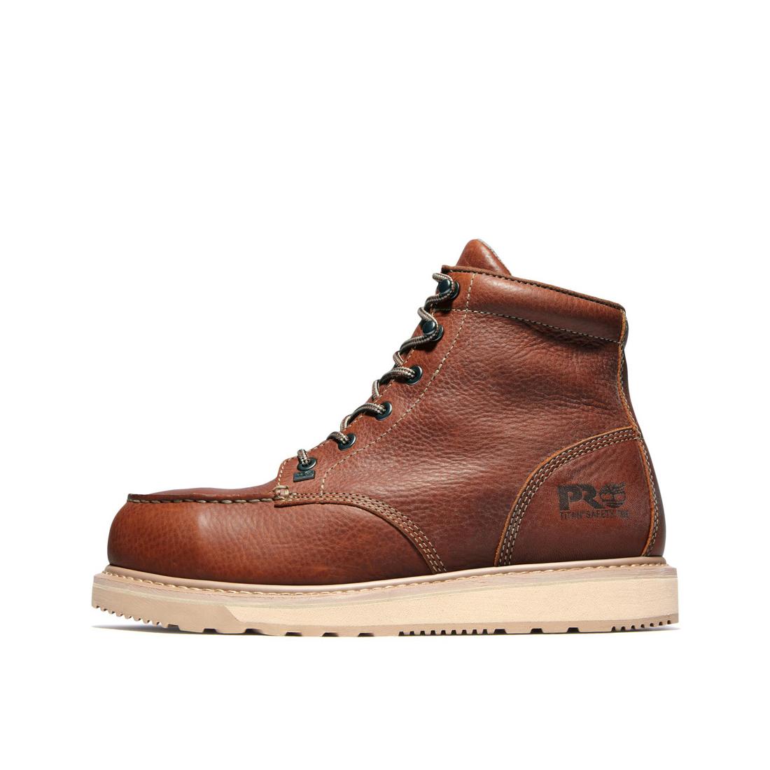Timberland Pro Barstow 6 Inch Men's Alloy-Toe Work Boot Brown 88559 Lateral View