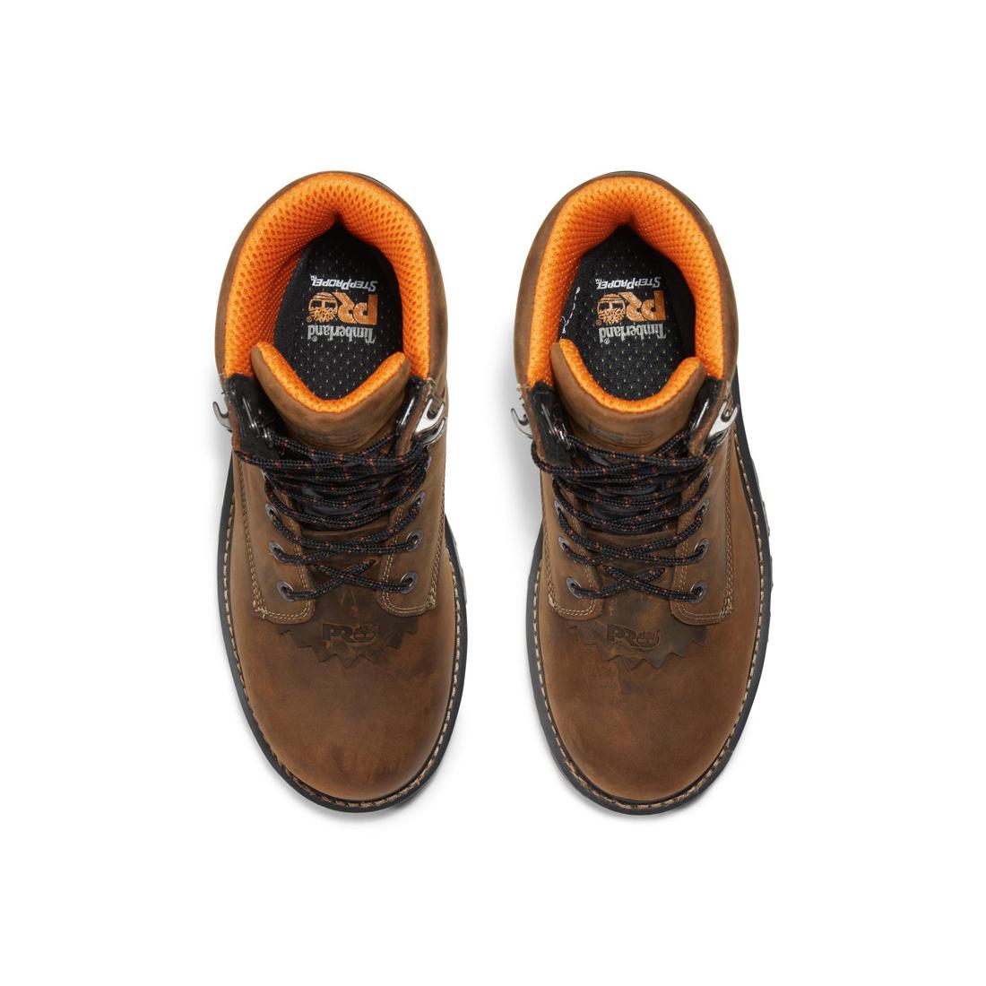Timberland Pro Boondock HD 8 Inch Soft Toe Waterproof Logger Boot Brown Front-upper View