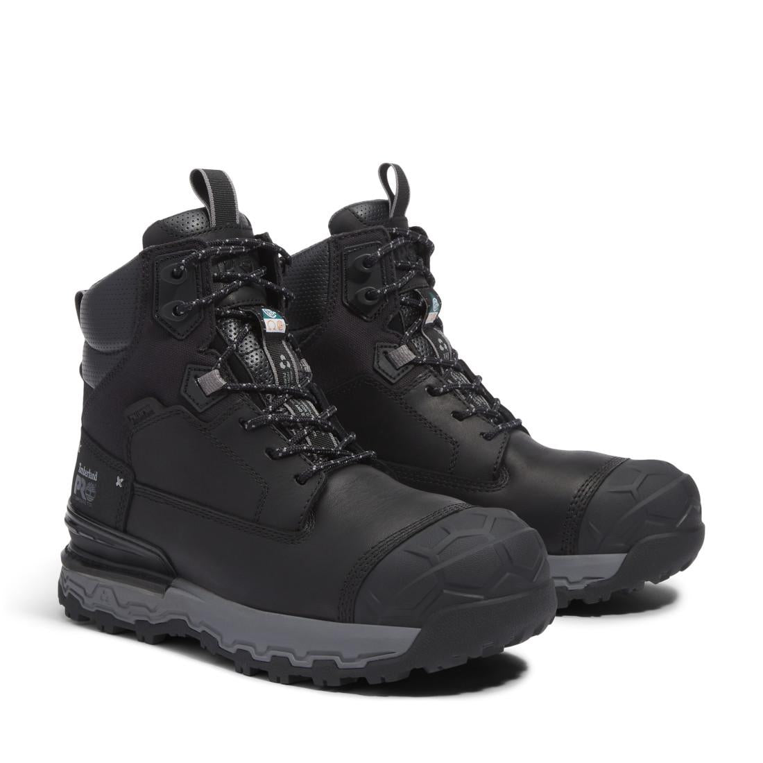 Timberland Pro Boondock Ultralight Waterproof Composite Toe Work Boots – Black with Grey Front-upper View