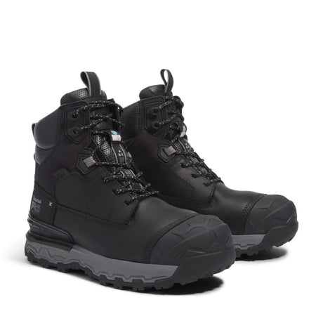 Timberland Pro Boondock Ultralight Waterproof Composite Toe Work Boots – Black with Grey Front-upper View