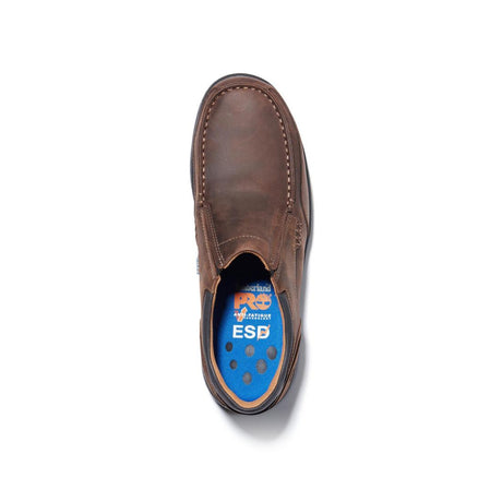 Timberland Pro Branston Alloy-Toe Moc Toe Slip-On Work Shoe Brown Front-upper View