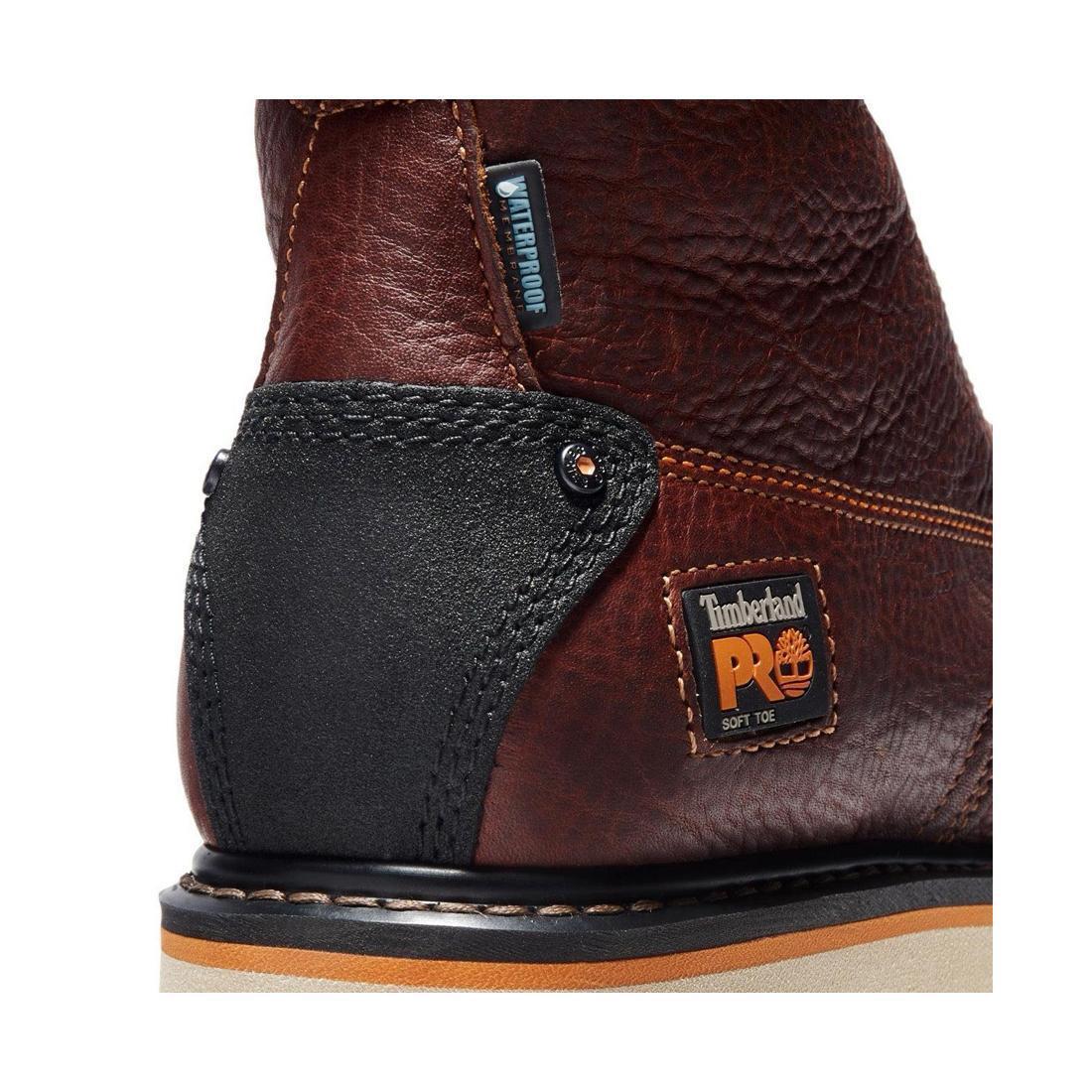 Timberland Pro Gridworks 6 Inch Soft-Toe Waterproof Boot Brown A1KRQ Back Detail View