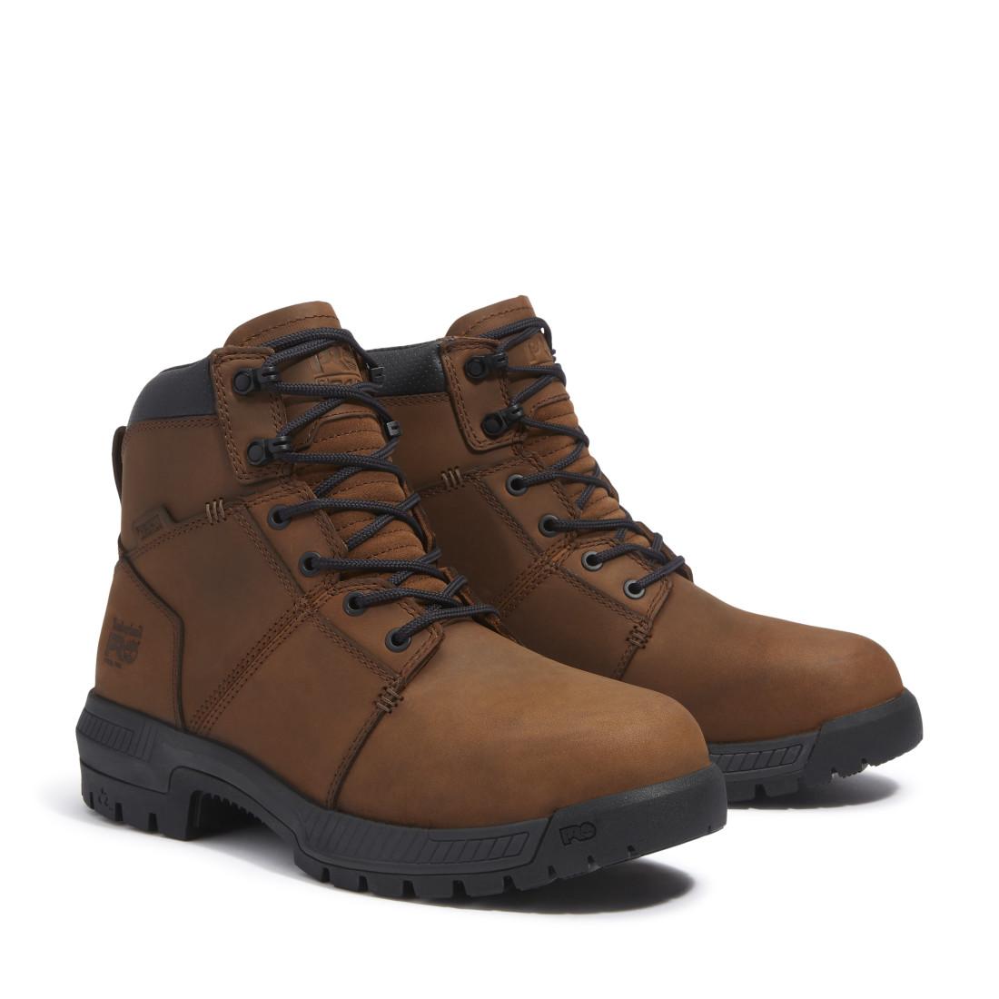 Timberland Pro Montauk Waterproof Steel Toe Work Boots – Medium Brown Front-upper View