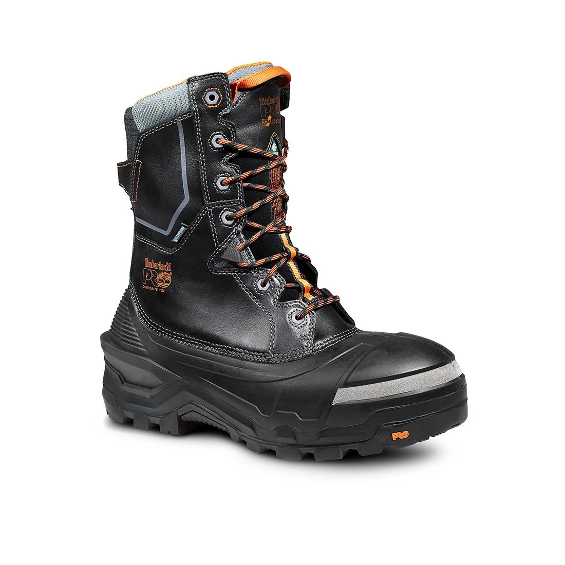 Timberland Pro Pac Max 10-Inch Waterproof Composite-Toe Work Boot Fp Csa Black/Orange korn, TB1A5QXJ Angled Image 1