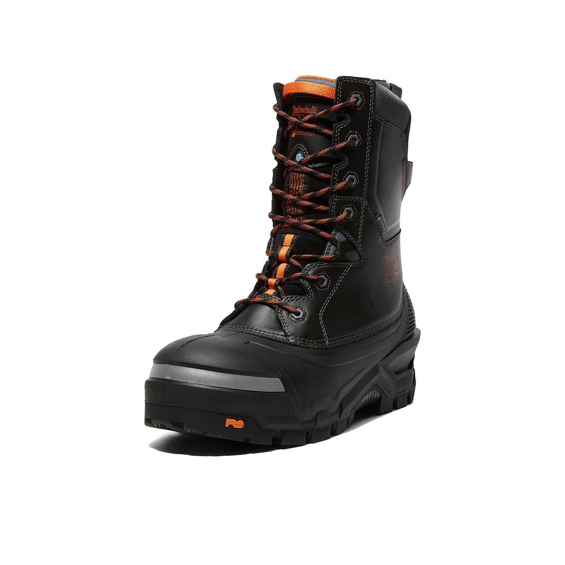 Timberland Pro Pac Max 10-Inch Waterproof Composite-Toe Work Boot Fp Csa Black/Orange korn, TB1A5QXJ Angled Image 2