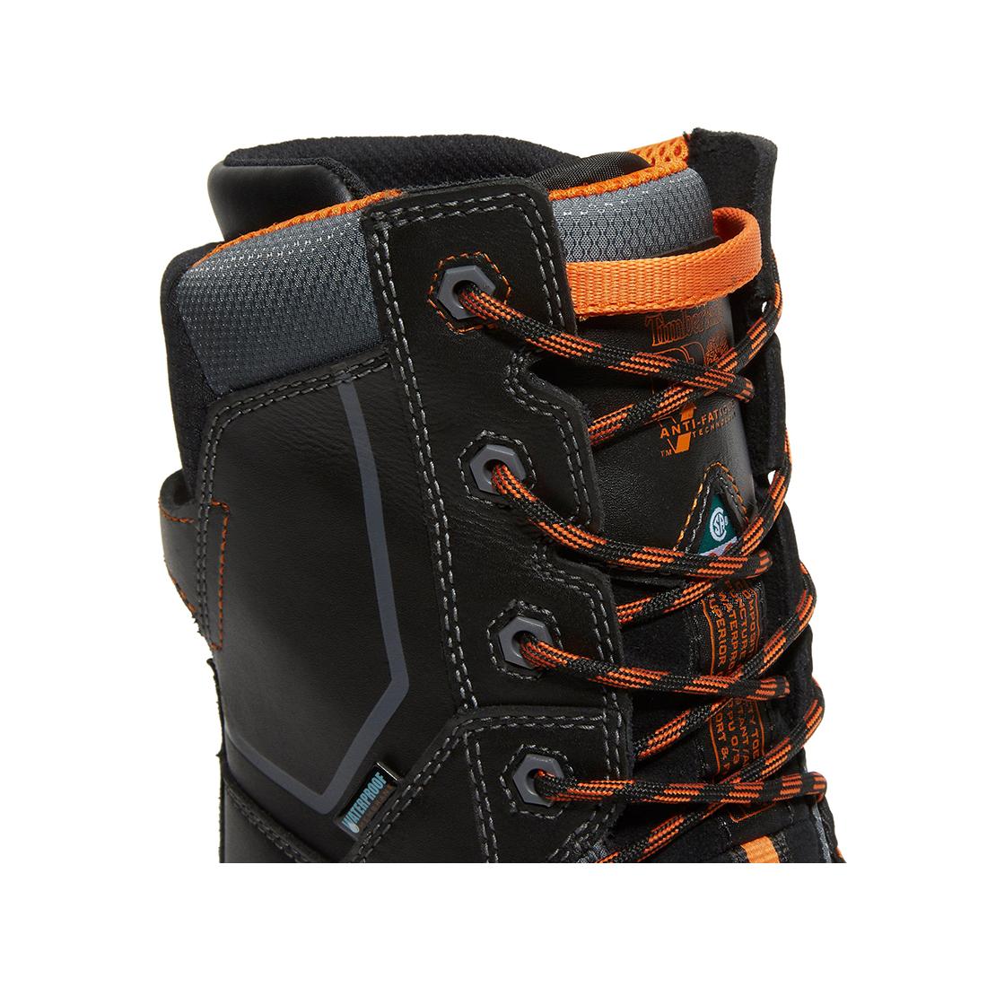 Timberland Pro Pac Max 10-Inch Waterproof Composite-Toe Work Boot Fp Csa Black/Orange korn, TB1A5QXJ Heel Image