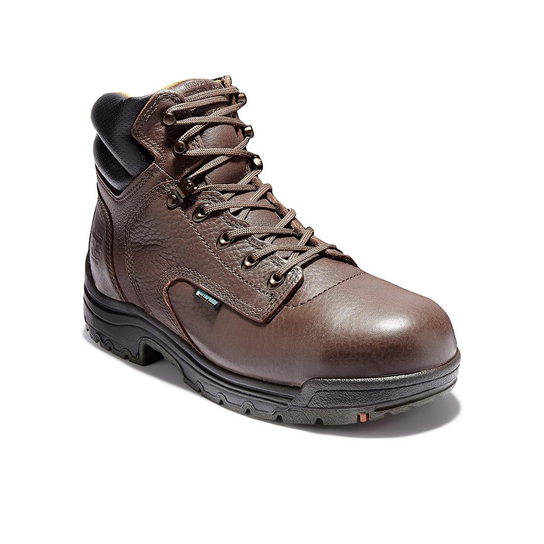 Timberland Pro Titan® 6-Inch Waterproof Alloy-Toe Work Boot Brown korn, TB126078 Angled Image 1