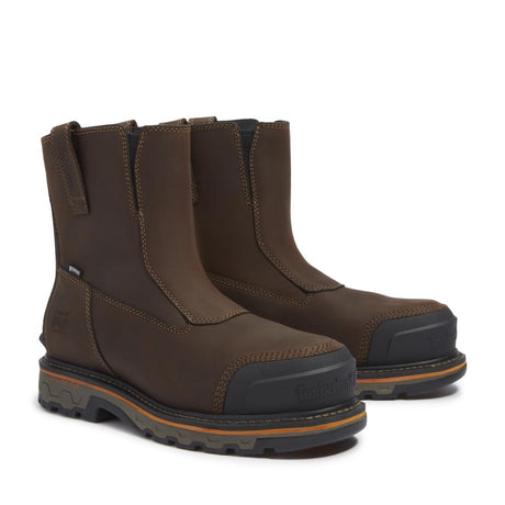 Timberland Pro True Grit Waterproof Soft Toe Chelsea Work Boot – Medium Brown Front-upper View