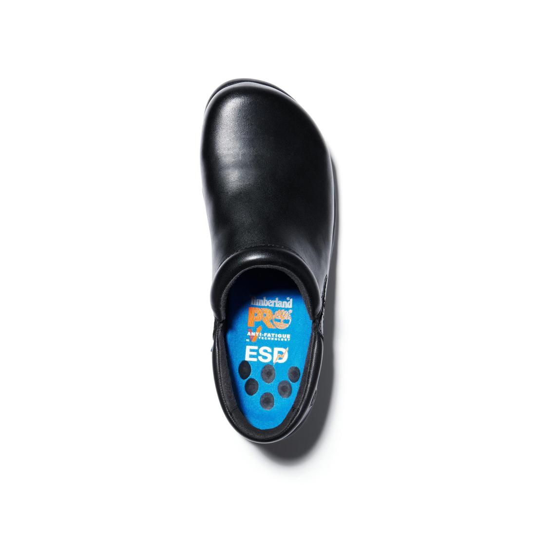Timberland Pro Women's Newbury Alloy-Toe Slip-On Work Shoe Black Front-upper View