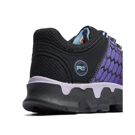 Timberland Pro Women's Powertrain Sport Alloy-Toe Work Shoe Black/Purple A1H1S Heel View
