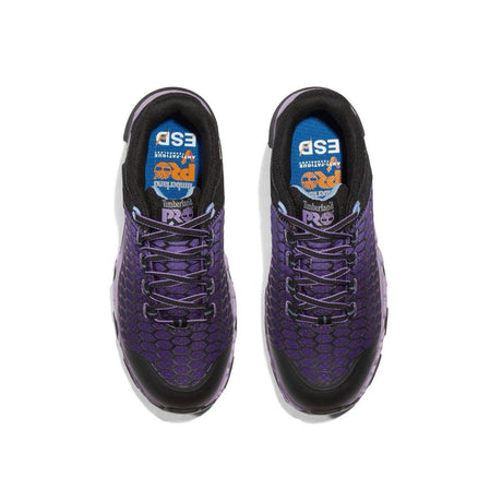 Timberland Pro Women's Powertrain Sport Alloy-Toe Work Shoe Black/Purple Front-upper View