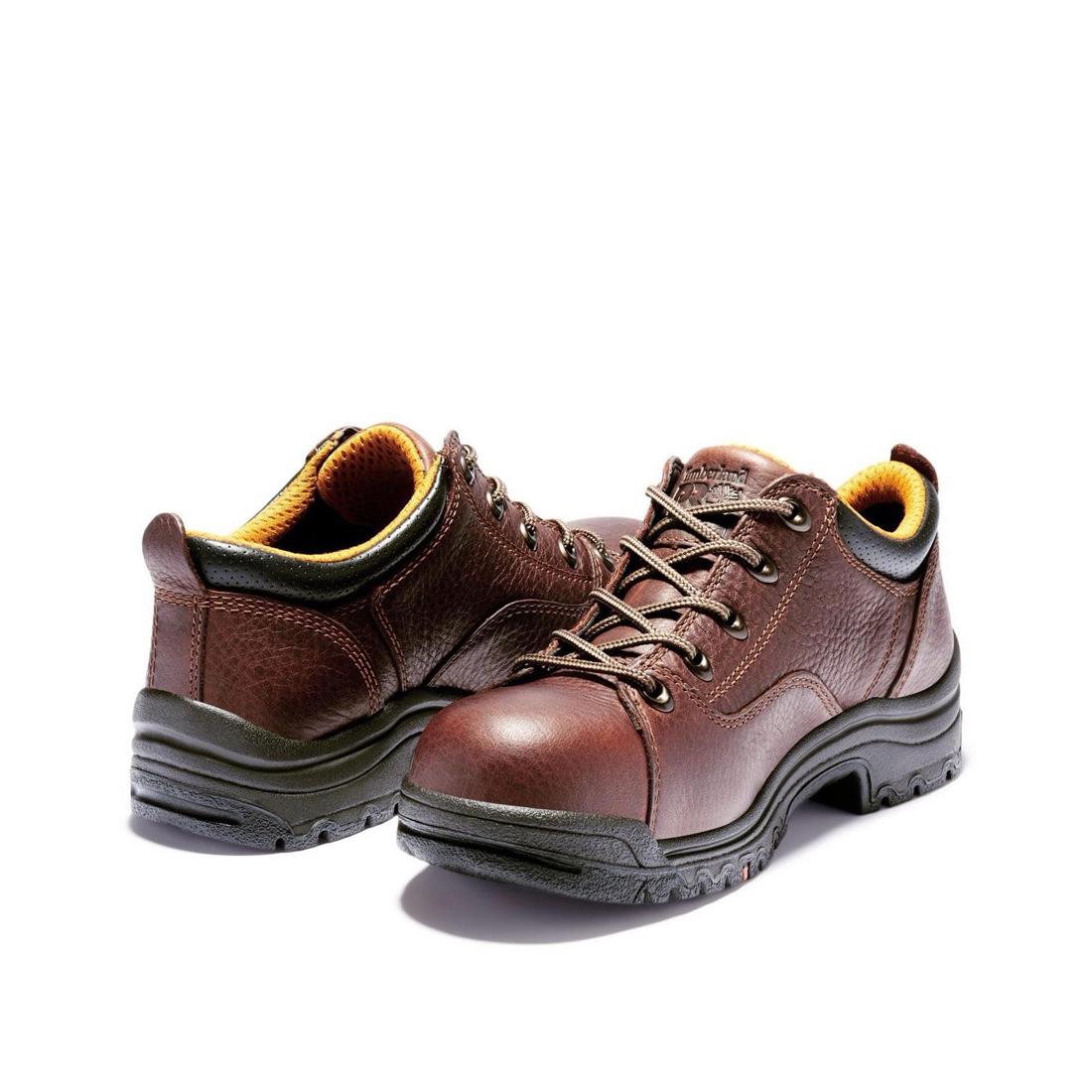 Timberland Pro Women's Titan Alloy-Toe Oxford Work Shoe Brown Front-upper View