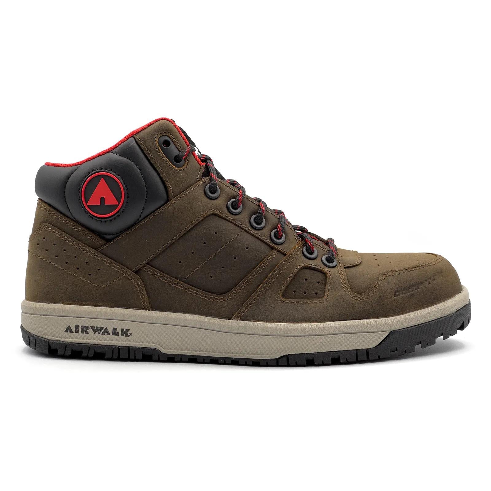 Airwalk Mongo Leather Composite Toe Shoe - Med Brown – Steel Toes