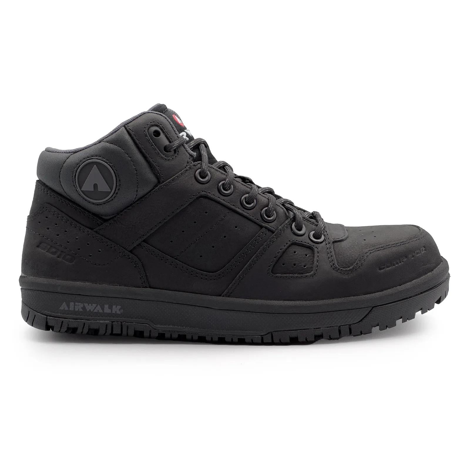 Airwalk Mongo Leather SD10 CT Mid Boot - Black – Steel Toes