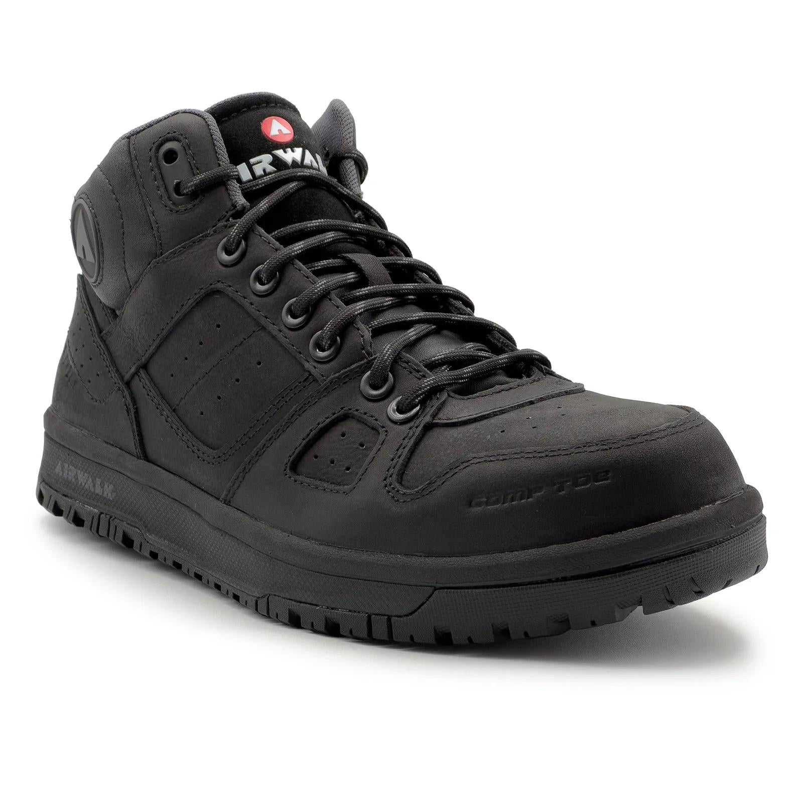 Airwalk Mongo Leather SD10 CT Mid Boot - Black – Steel Toes