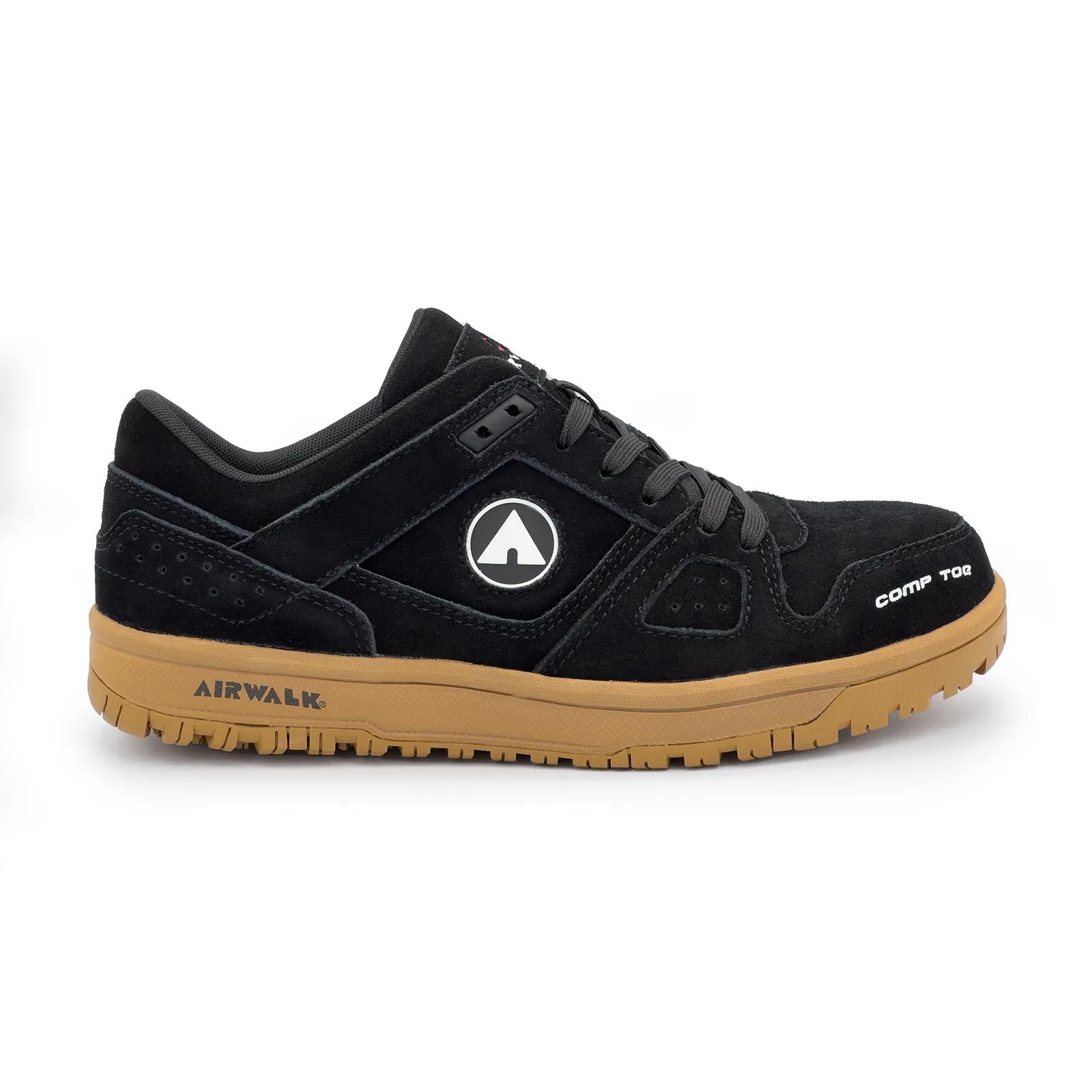Airwalk Mongo Suede Low Composite Toe Shoe - Black/Gum – Steel Toes