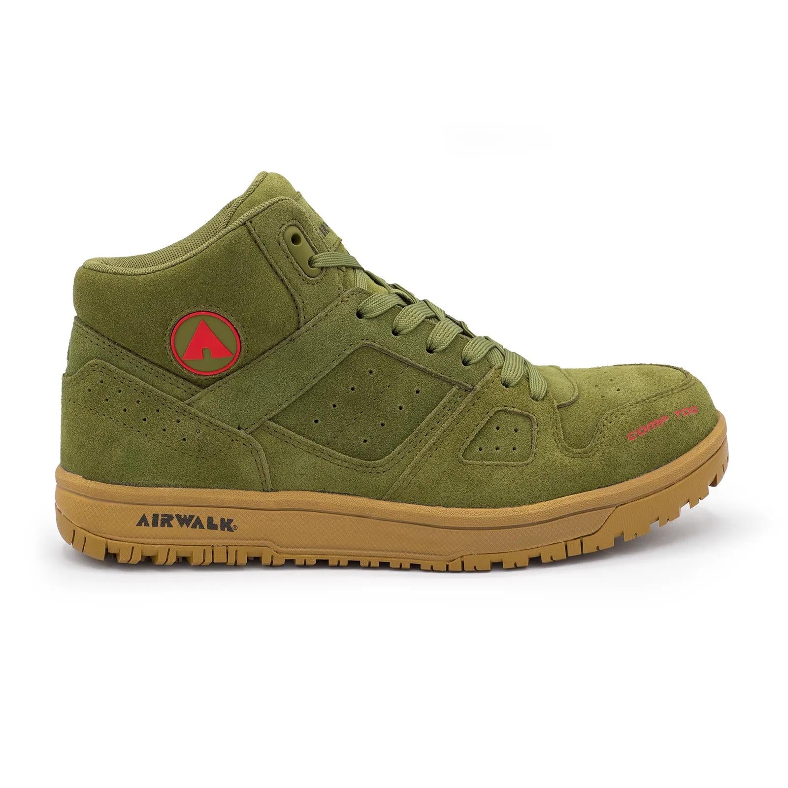 Airwalk Mongo Suede Mid Composite Toe Boot - Olive/Gum – Steel Toes