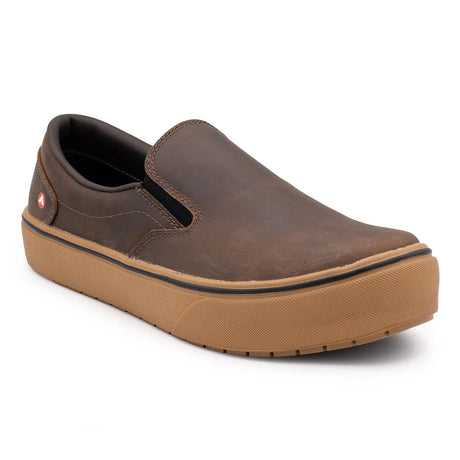 Airwalk Venice Leather Slip-On Composite Toe Work Shoes – Brown/Gum 2