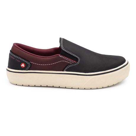 Airwalk Venice Leather Slip-On Women’s Composite Toe Work Shoes – Black/Tawny Port 1